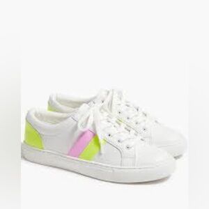 J. Crew Road Trip Sneakers -White with Pink and Yellow Highlights 9